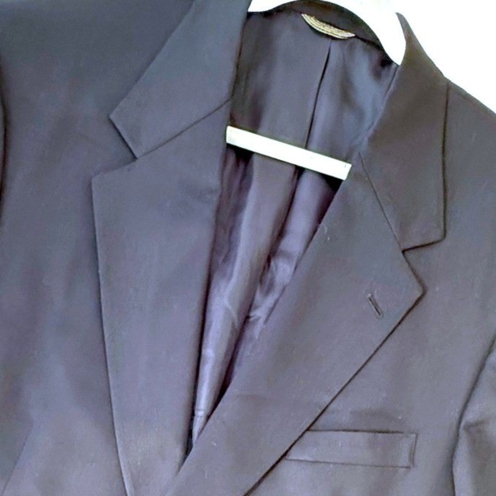 Vintage Stafford Blazer Men's 46R Navy Blu 100 Wool Gold Btn Jacket Sport Coat